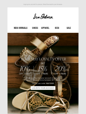 Sam Edelman - william, Your May Loyalty Offer Inside