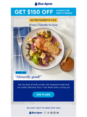 Blue Apron - Get $150 OFF: Delicious, nutritious & filling ✔️