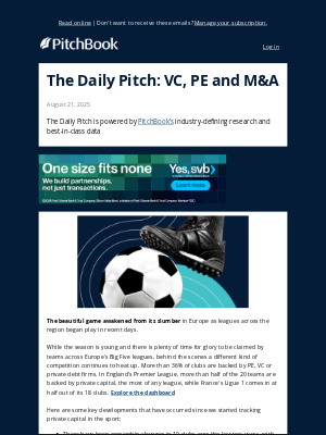 PitchBook Data - Season opener: Latest PE, VC soccer scores