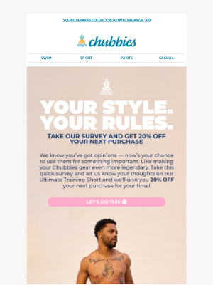 Chubbies - 20% OFF Just for Spilling the Tea
