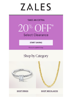 Zales - 🎯 It’s a Hit! Take an Extra 20% Off* Select Clearance