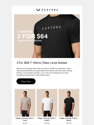 Castore - 2 For $64 T-Shirts