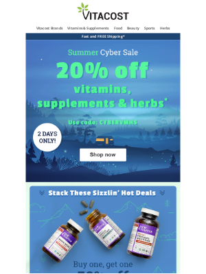 Vitacost - CYBER 🌟 STARTS 🌟 NOW 🌟 20% off Vitamins