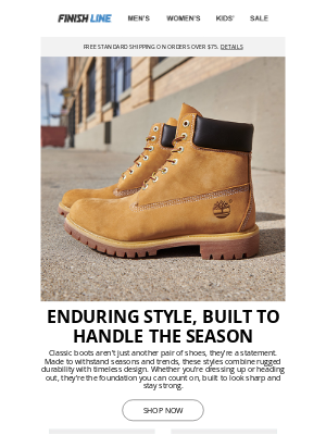 Finish Line - Step into classic boots from Timberland & more