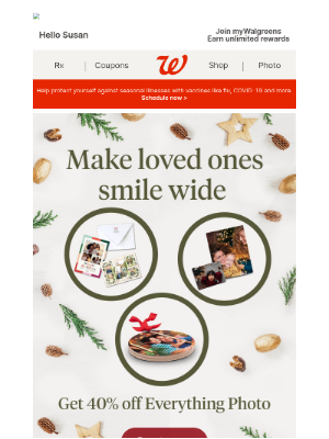 Walgreens - Send holiday pics with 40% off Everything Photo