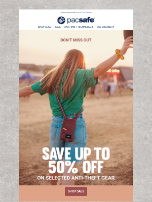 Pacsafe - ⏳ Time's Ticking! Save Up to 50% Before It's Gone