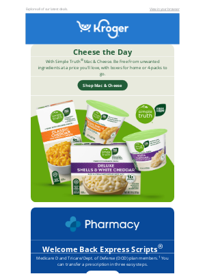 The Kroger Co. - Start Saving with Friday Deals 🚦 | Simple Truth® Mac & Cheese | Express Scripts