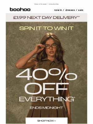 boohoo (United Kingdom) - Payday savings = 40% off