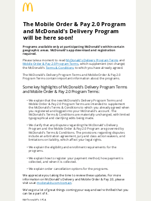 McDonald's - Just an FYI: Our Terms & Conditions