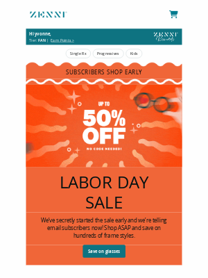 Zenni Optical - Up to 50% Off!* Secret’s Out (to You)! 💸