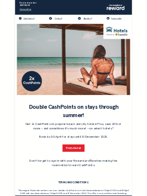 Norwegian Air Shuttle - Double CashPoints on beach & city hotels! 🏖️