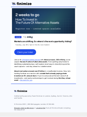 Finimize - 🗓️ How to invest in the future of alt assets