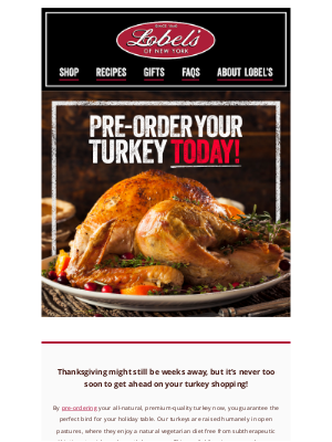 Lobel’s - 🍽️ Get Ahead of the Game: Turkey Day Pre-Orders Open!