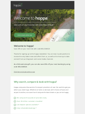 hoppa - Your welcome gift from hoppa is here