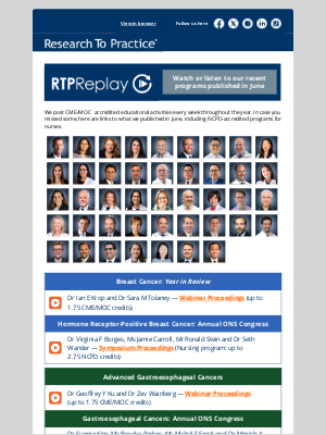 Research To Practice - RTP Replay — Here are the CME/NCPD programs we published in June