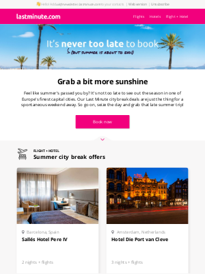 Lastminute (United Kingdom) - It's not too late for a summer city break 😉
