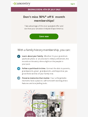 Ancestry - ENDS SOON: 50% off memberships!