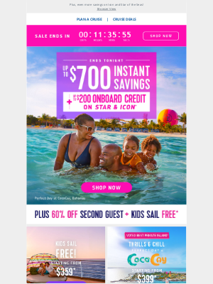 Royal Caribbean Cruises - MASSIVE vacay savings – get up to $700 off instantly!