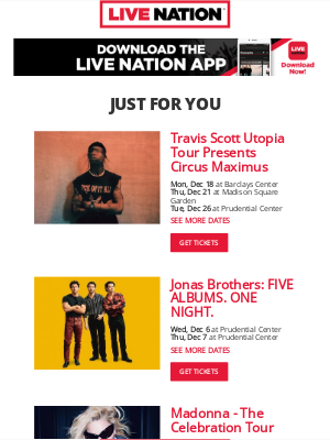 Live Nation - Your Upcoming Concert Lineup: Travis Scott, Jonas Brothers, Madonna