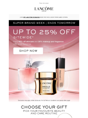 Lancome (Canada) - Up to 25% off sitewide ends tomorrow