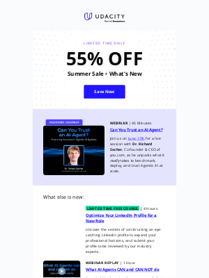 Udacity - 🔥 Deep Dives into Agentic AI, Optimize Your LinkedIn + Save 55%