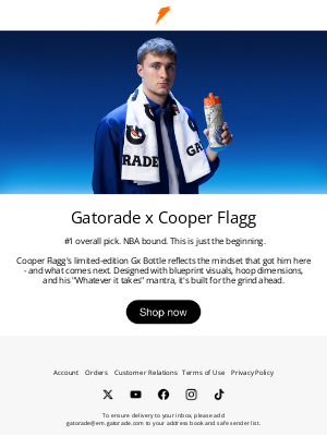 Gatorade - 🏀 Just dropped: Cooper Flagg’s limited-edition bottle