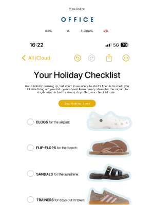 OFFICE Shoes (United Kingdom) - We've made you a holiday checklist ✅