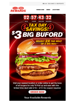 Checkers Drive-In Restaurants - Tax Day treat: $3 Big Buford 🍔 💸