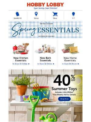 Hobby Lobby - ☀️ Sun-Soaked Days! 40% Off Summer Toys