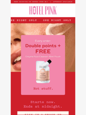 frank body - HOTEL PINK: DOUBLE. POINTS. NIGHT.