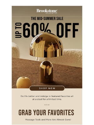 Brookstone - Re: Your Favorites, Up to 60% Off!