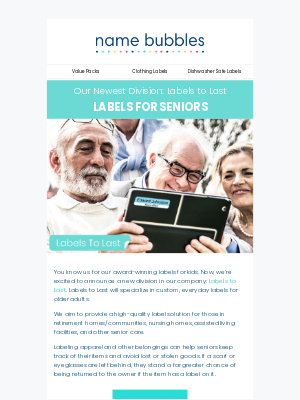 Name Bubbles - Labels for the seniors in your life