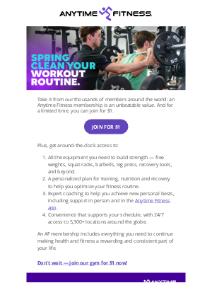 Anytime Fitness - 🚨 Join Anytime Fitness for only $1! 🚨