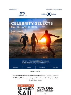 Celebrity Cruises - Offer Alert❕ 75% Off Caribbean escapes.