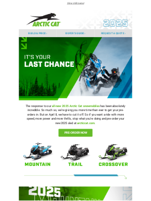 Arctic Cat - LAST CHANCE » Pre-Order Your 2025 Sled Today