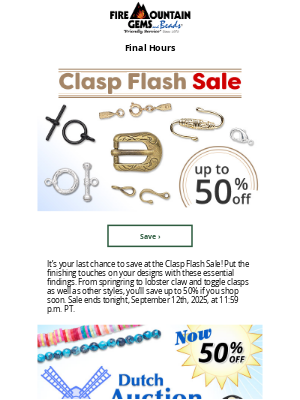 Fire Mountain Gems and Beads - Final Hours of the Clasp Flash SALE