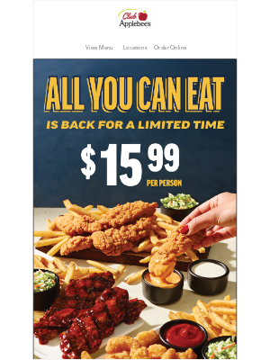 Applebee's - Mix & match this All You Can Eat feast for $15.99