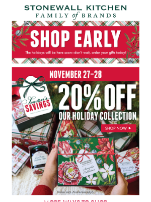 Stonewall Kitchen - Save 20% on Our 2024 Holiday Collection (No Wrapping Needed!)