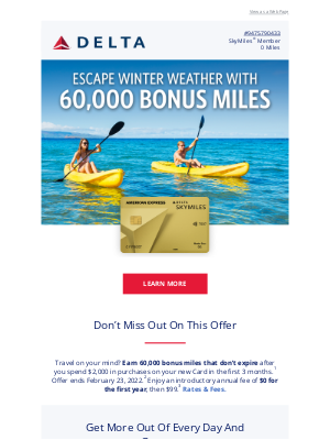 Delta Air Lines - Dreaming Of Your Next Trip? Earn 60,000 Bonus Miles​
