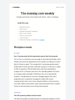 Monday - Strengthening team friendships