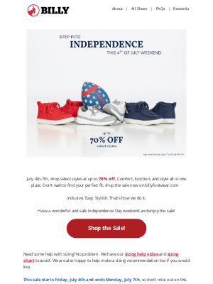 BILLY Footwear - Celebrate Independence with Up to 70% Off! 👟