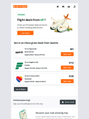 KAYAK - ✈ How does a $81 flight from SEA to one of these top destinations sound?