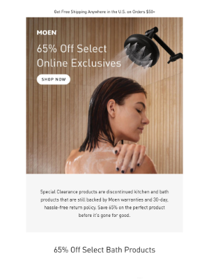 Moen - 65% Off | Last Chance Bath Faucets & Showers