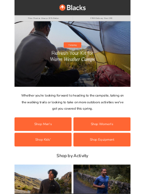 Blacks Leisure Group (United Kingdom) - Get Kitted out for Warm Weather Activities