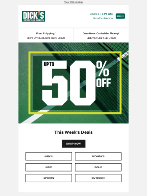 DICK'S Sporting Goods - Here's up to 50% off DEALS (lucky you!)