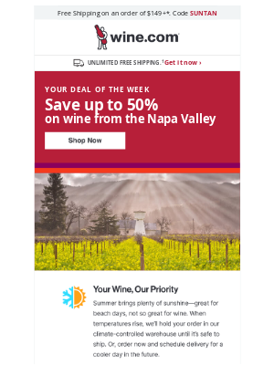 Wine - harley, wines from Napa Valley are up to 50% off.