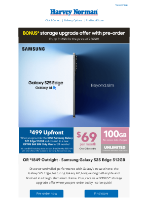 Harvey Norman (Australia) - The future is here | Galaxy S25 Edge powered by Galaxy AI^ | Pre-order today