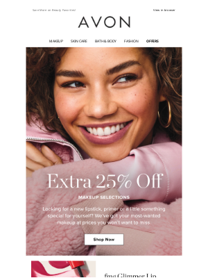 Avon - Treat Yourself To Makeup Faves: Extra 25% Off