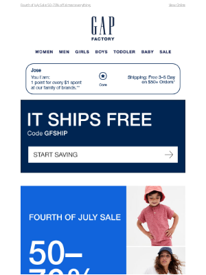 Gap Factory - EVERYTHING SHIPS FREE