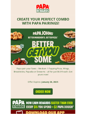 Papa John's - Pair & Save on Pizzas, Wings, and More! 🎉